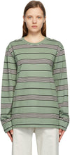 StÃ¼ssy Green Stripe Asher Long Sleeve T-Shirt - T-shirt à manches longues à rayures vertes Stev¼ssy - stôssy 녹색 스트라이프 asher 긴 소매 티셔츠