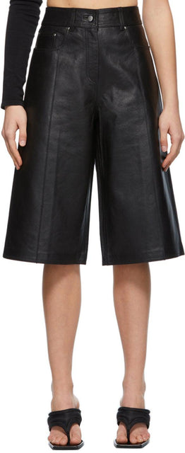 Stand Studio Black Leather Fenella Shorts - STUY STUDIO STUDIO Cuir Noir Short Fenella - 스탠드 스튜디오 블랙 가죽 페논 반바지
