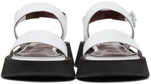 Staud White Croc Nicky Sandals