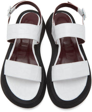 Staud White Croc Nicky Sandals