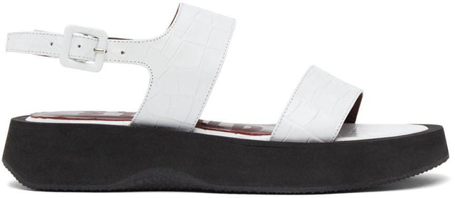 Staud White Croc Nicky Sandals - Sandales de Nicky Croc blanc STAUD - 교정 화이트 악어 니키 샌들