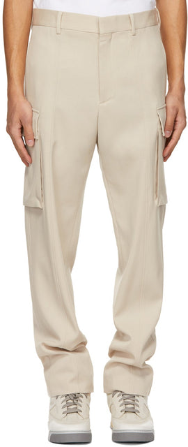 Stella McCartney Beige Shared Wool Cargo Pants - Stella McCartney Beige Pantalon de cargaison en laine partagée Beige - Stella McCartney Beige Shared Wool Cargo Pants.