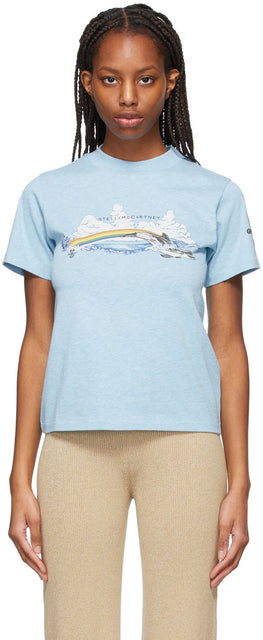 Stella McCartney Blue Rainbow Dolphin T-Shirt - T-shirt Stella McCartney Blue Rainbow Dolphin - Stella McCartney 블루 무지개 돌고래 티셔츠
