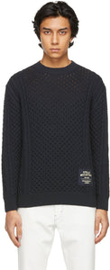 Stella McCartney Navy Shared Aran Stitch Sweater - STOLA MCCARTNE NAVY Pull STICK ARAN ARAN - Stella McCartney Navy는 Aran Stitch Sweater를 공유했습니다