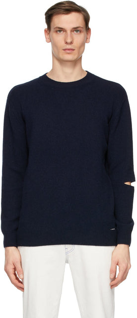 Stella McCartney Navy Shared Regenerated Cashmere Sweater - SPELLA McCartney Navy Pull en cachemire régénéré partagée - Stella McCartney 해군은 재생 된 캐시미어 스웨터를 공유했습니다