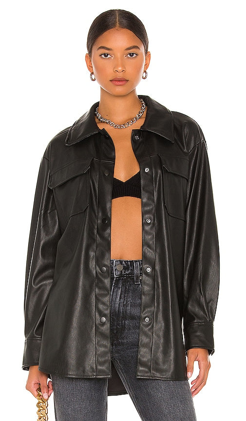 Steve Madden Faux Good Measure Shacket in Black Steve Madden fausse bonne mesure Shacket en noir 史蒂夫·马登（Steve Madden）人造良好的shacket黑色