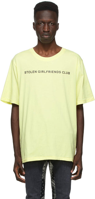 Stolen Girlfriends Club Yellow Text Logo T-Shirt - T-shirt de logo t-shirt de club jaune - 도난 된 여자 친구 클럽 노란색 텍스트 로고 티셔츠
