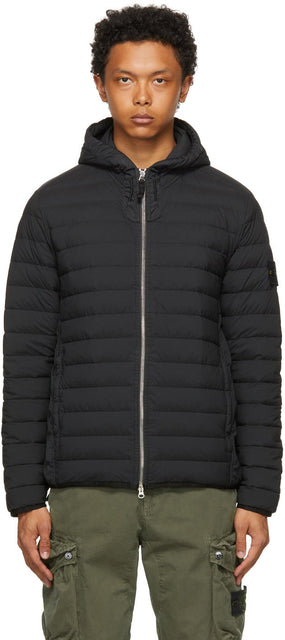 Stone Island Black Down Loom Woven Chambers Jacket - Veste en pierre île île noire - 돌 섬 블랙 아래로 짠 챔버 재킷