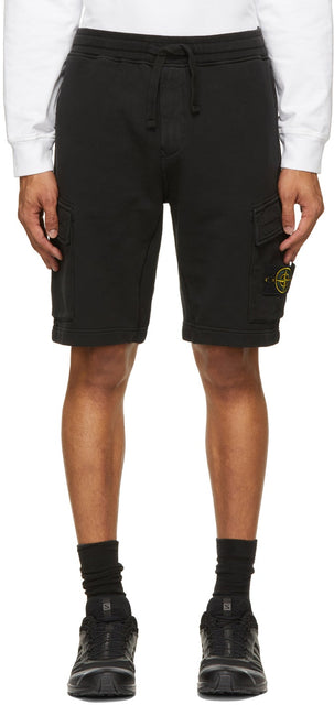 Stone Island Black French Terry Bermuda Shorts - Shorts de Bermudes Terry Terry French Noir Stone Island - 스톤 아일랜드 블랙 프랑스 테리 버뮤다 반바지