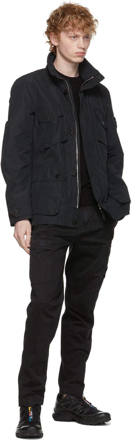Stone Island Black Micro Reps Coat
