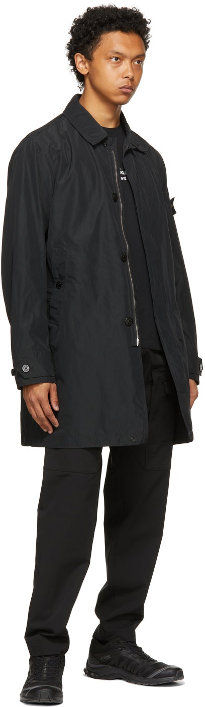 Stone Island Black Micro Reps Trench Coat