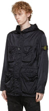 Stone Island Black Nylon Raso-TC Coat