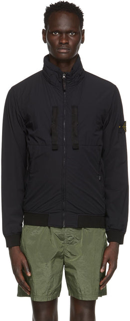 Stone Island Black Skin Touch Nylon Bomber Jacket - Veste bombardière en nylon à la peau noire de pierre - 돌 섬 블랙 스킨 터치 나일론 폭격기 재킷