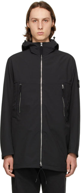 Stone Island Black e.dye Soft Shell-R Light Coat - Pierre Island Black E.Dye Soft Shell-r - 스톤 아일랜드 블랙 E.DYE 소프트 쉘 - r 라이트 코트