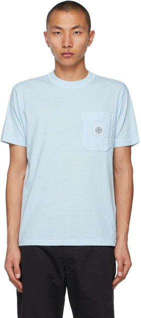 Stone Island Blue 'Fissato' T-Shirt - T-shirt en pierre île bleu 'fissato' - 스톤 아일랜드 블루 '피사 토'티셔츠
