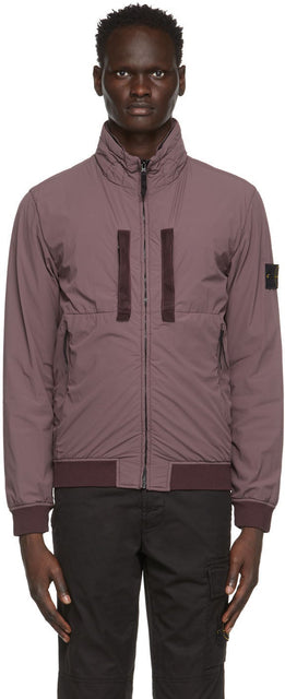 Stone Island Burgundy Skin Touch Nylon Bomber Jacket - Veste bombardière en nylon tactile de la peau de pierre - 돌 섬 부르고뉴 스킨 터치 나일론 폭격 재킷