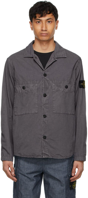 Stone Island Grey Garment-Dyed Shirt - Chemise teint de vêtement gris de pierre île - 돌 섬 회색 의류 염색 셔츠