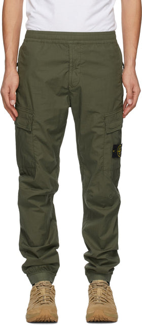 Stone Island Khaki Tapered Cargo Pants - Pantalon cargo fuselé de pierre kaki - 스톤 아일랜드 카키 테이퍼화물 바지