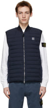 Stone Island Navy Down Loom Woven Vest - Island Stone Island Navy Down Loom Woven Gilet - 돌 섬 해군 아래로 짠 조끼