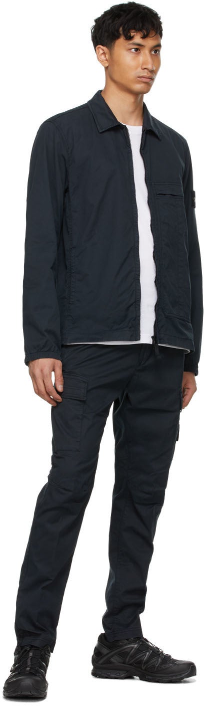 Stone Island Navy Stretch Poplin Cargo Pants