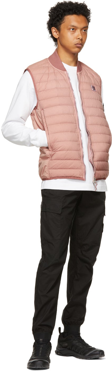 Stone Island Pink Down Loom Woven Chambers Vest