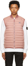 Stone Island Pink Down Loom Woven Chambers Vest - Pierre Île Rose Down Loom Chambres tissées gilet - 돌 섬 핑크 아래로 짠 챔버 조끼 조끼