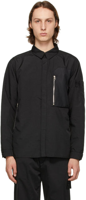 Stone Island Shadow Project Black Vented Overshirt - Projet d'ombre de Stone Island Shadow Noir Overhirt - 돌 섬 그림자 프로젝트 블랙 벤트 오버 셔츠