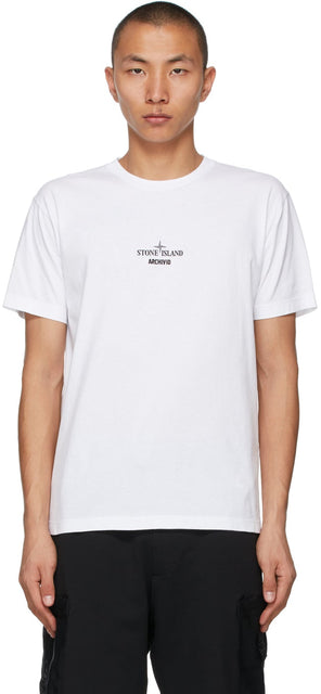 Stone Island White 'Archivio' Project T-Shirt - T-shirt de projet 