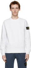 Stone Island White Cotton Classic Sweatshirt - Sweat-shirt classique en coton blanc en pierre - 스톤 아일랜드 화이트 코 튼 클래식 스웨터