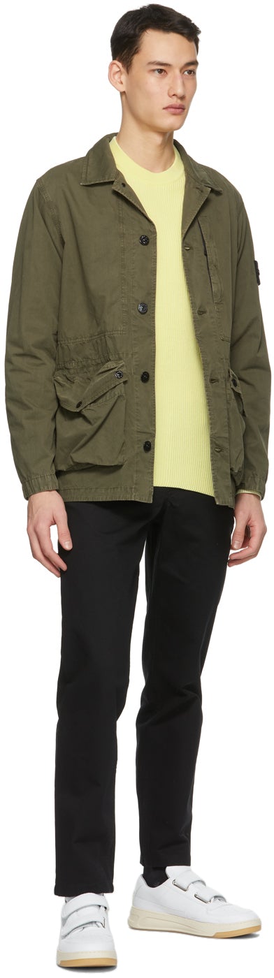 Stone Island Yellow Rib Knit Sweater