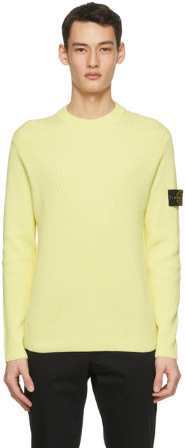 Stone Island Yellow Rib Knit Sweater - Pull en tricot de nervures de la côte de pierre - 돌 섬 노란색 립 니트 스웨터