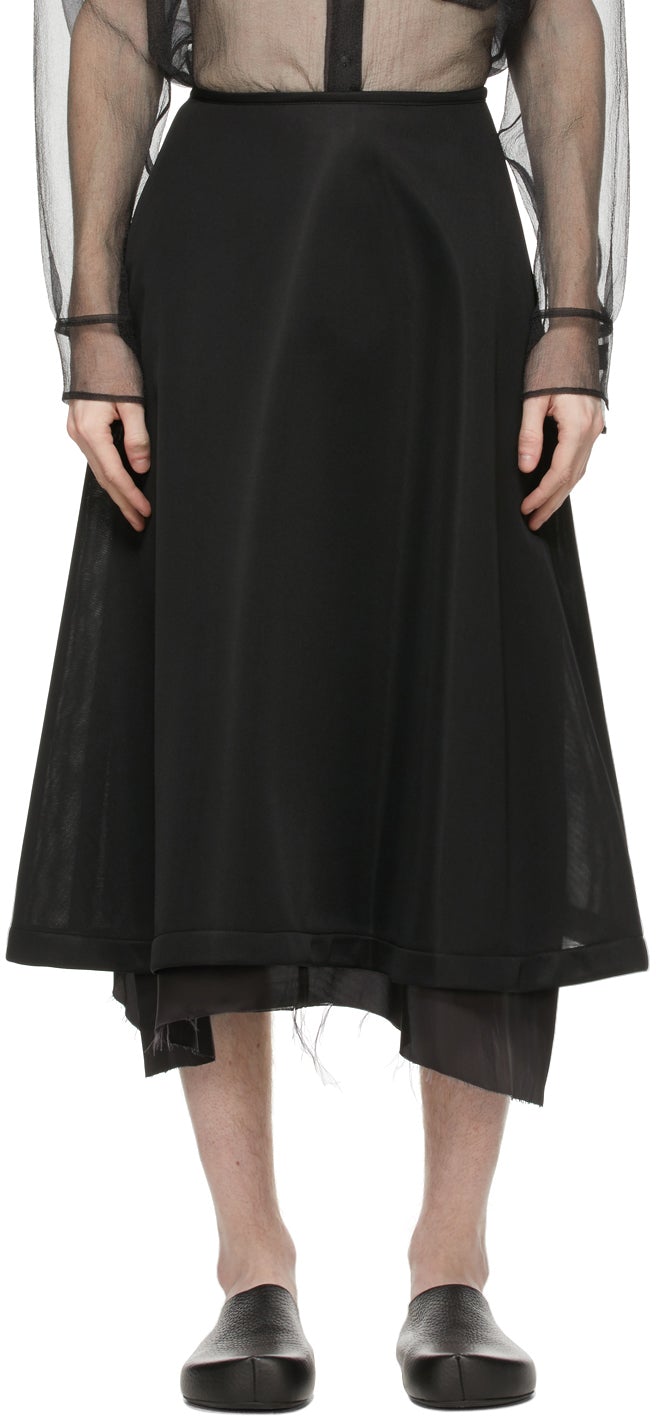 Sulvam Black Flared Jersey Skirt - Sulvam Black Jersey Jersey - Sulvam Black Flared Jersey Skirt.