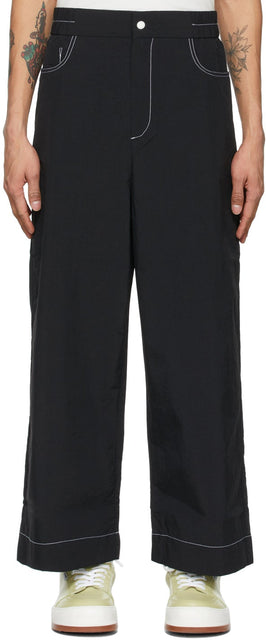 Sunnei Black Nylon Elastic Trousers - Pantalon élastique Nylon noir Sunnei - Sunnei 검은 나일론 탄성 바지