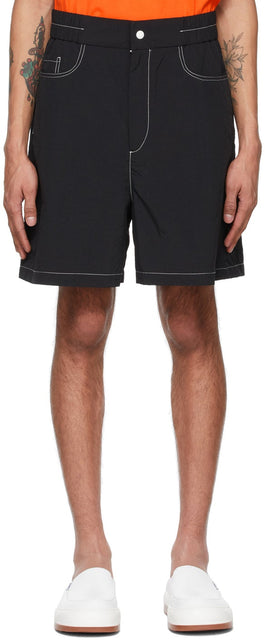 Sunnei Black Taffeta Elastic Shorts - Sunnei Black Taffetas Elastic Short - Sunnei 검은 태 피터 탄성 반바지