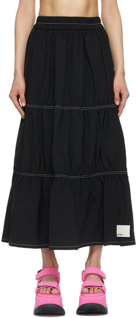 Sunnei Black Taffeta Elastic Skirt - Sunnei Black Taffetas Jupe élastique - Sunnei 검은 태 피터 탄성 스커트