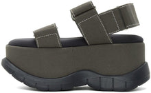 Sunnei Khaki Canvas Low Platform Sandals