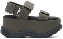 Sunnei Khaki Canvas Low Platform Sandals - Sandales de plate-forme basse plate-forme Sunnei Khaki - Sunnei Khaki 캔버스 낮은 플랫폼 샌들