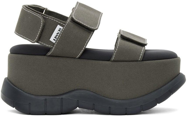 Sunnei Khaki Canvas Low Platform Sandals - Sandales de plate-forme basse plate-forme Sunnei Khaki - Sunnei Khaki 캔버스 낮은 플랫폼 샌들