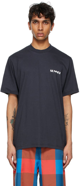 Sunnei Navy Mini Logo T-Shirt - T-shirt Sunnei Navy Mini Logo - Sunnei Navy 미니 로고 티셔츠