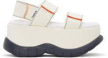 Sunnei Off-White Canvas Low Platform Sandals - Sandales à plate-forme basse plate-forme Sunnei - Sunnei 오프 화이트 캔버스 낮은 플랫폼 샌들