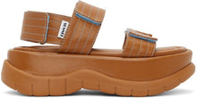 Sunnei Tan Leather Low Platform Sandals - Sandales Sunnei Tan Cuir basse plate-forme - Sunnei 황갈색 가죽 낮은 플랫폼 샌들