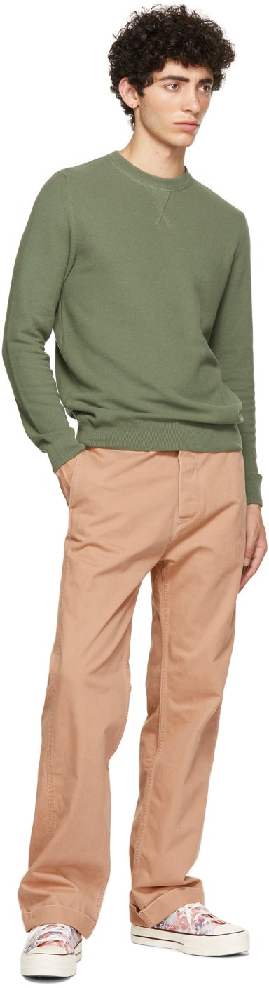 Sunspel Khaki Fine Texture Sweater