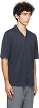 Sunspel Navy Pima PiquÃ© Camp Collar Short Sleeve Shirt