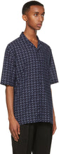 Sunspel Navy Print Short Sleeve Shirt