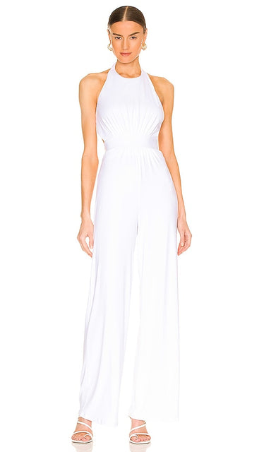 Susana Monaco Halter Jumpsuit in White SUSANA MONACO HALTER JUSTANCE EN BLANC Susana Monaco Halter连身裤穿着白色