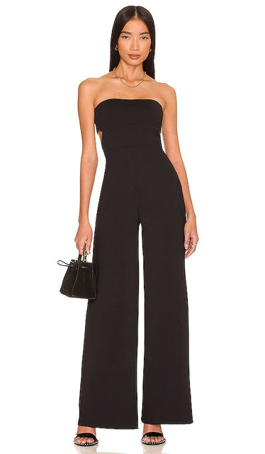 Susana Monaco Open Back Jumpsuit in Black Susana Monaco ouvre la combinaison en noir Susana Monaco打开背部连身裤黑色