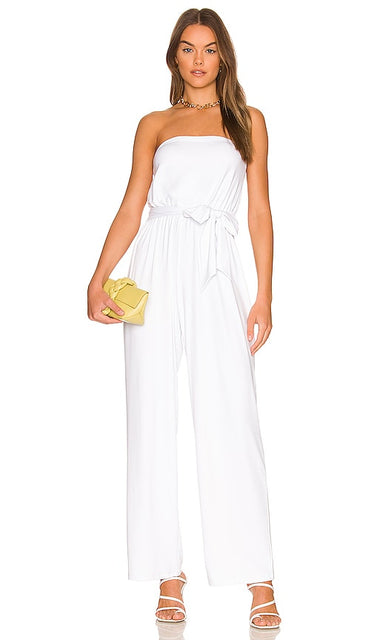 Susana Monaco x REVOLVE Strapless Blouson Jumpsuit in White Susana Monaco X Revolve Blean Blouson à sauts en blanc Susana Monaco X旋转白色的无肩带布鲁森连身裤