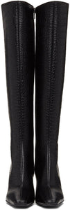 System Black Croc Tall Boots