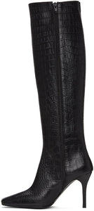 System Black Croc Tall Boots