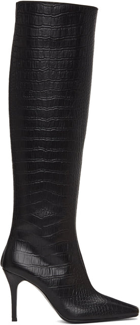 System Black Croc Tall Boots - Système Noir Croc Tall Bottes - 시스템 검은 악어 높이 부츠